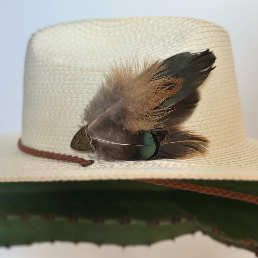 Olive & Pique Straw Flat Floppy Brim Western Cowboy Hat 🪶 O/S
